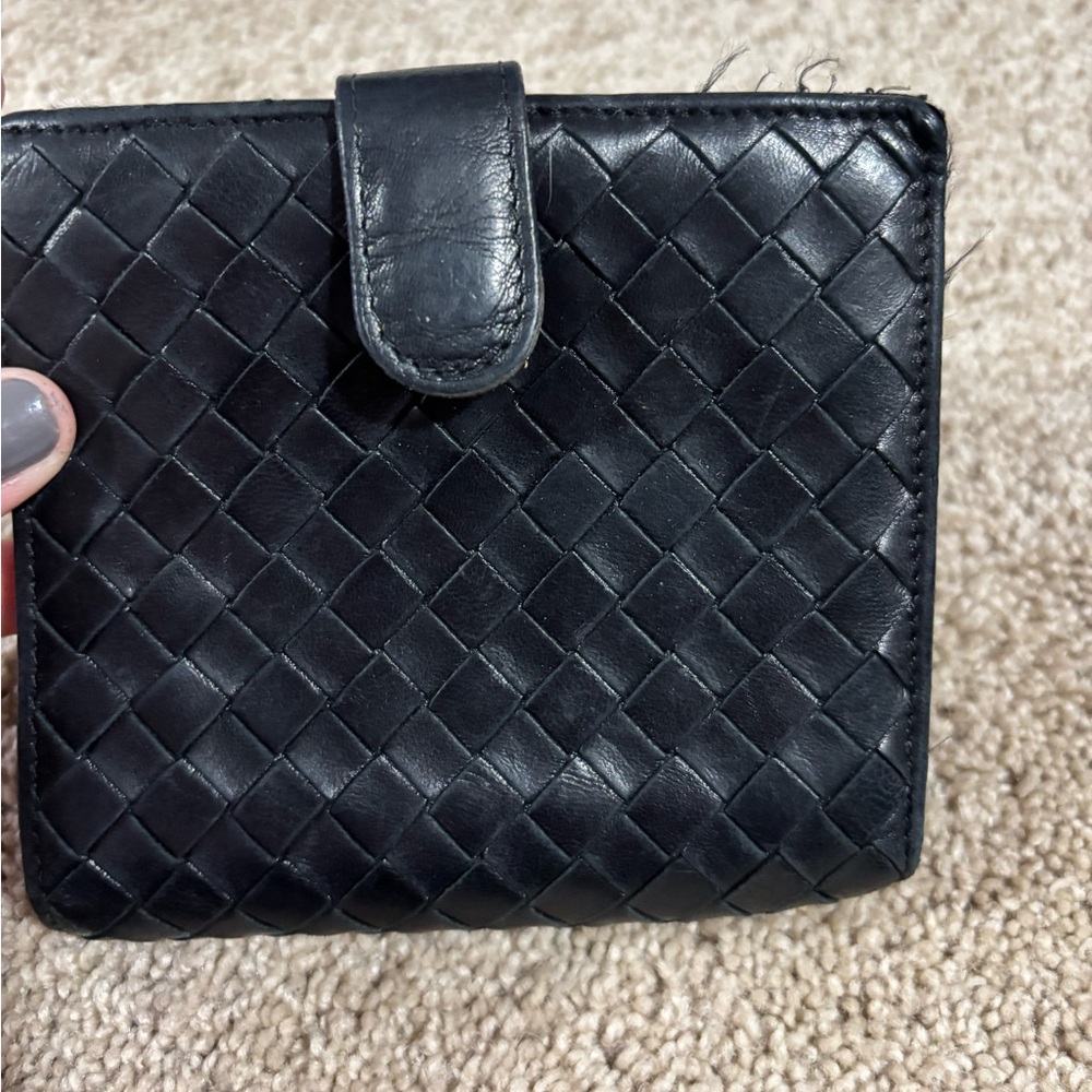 Bottega Veneta black woven wallet